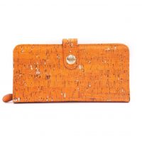 Dámska korková peňaženka s cvokom - Oranžová