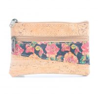 Korkové vrecko na peniaze - Ružové kvety