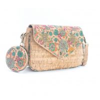 Korková kabelka cez rameno s peňaženkou - Lúka