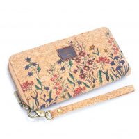Veľká dámska korková peňaženka - Lúčne kvety