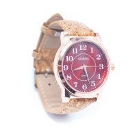 Dámske korkové hodinky eco-friendly - Giorgie, červený ciferník