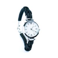 Dámske korkové hodinky eco-friendly - Splietané, čierne