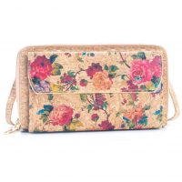 Korková peňaženka s vreckom na mobilný telefón - Ruže