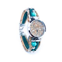Dámske korkové hodinky eco-friendly - Cara, tyrkysové