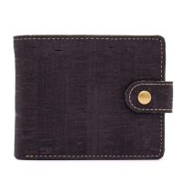 Pánska korková peňaženka - Čierna s čiernym prešívaním