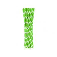 Papierové slamky - Zelená s bodkami, 24 kusů