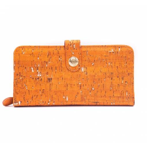 Foto - Dámska korková peňaženka s cvokom - Oranžová