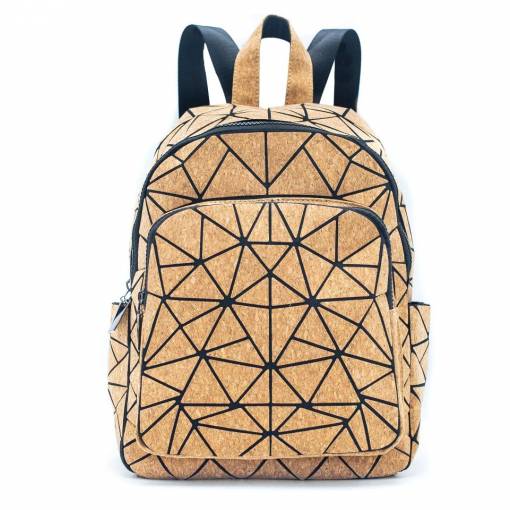 Foto - Korkový batoh s vreckom - Geometrické tvary