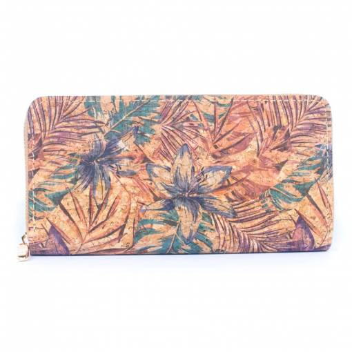 Foto - Velká dámská korková peněženka - Tropické květy