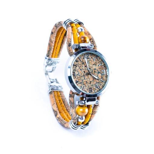 Foto - Dámske korkové hodinky eco-friendly - Cara, žlté