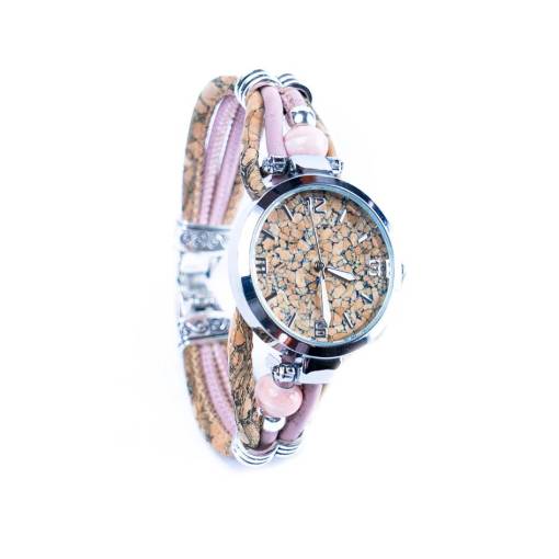 Foto - Dámske korkové hodinky eco-friendly - Cara, ružové