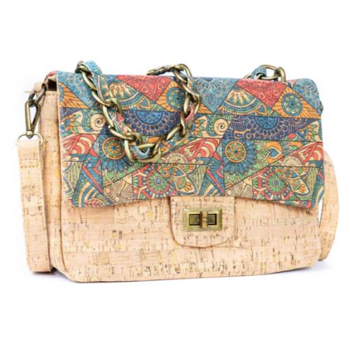 Foto - Crossbody korková kabelka na patent - Modrá