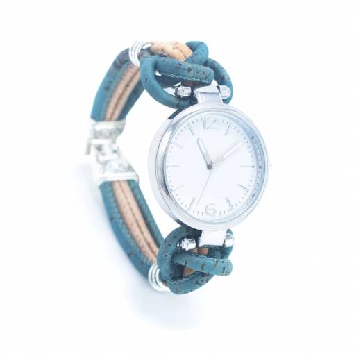 Foto - Dámske korkové hodinky eco-friendly - Mia, modré